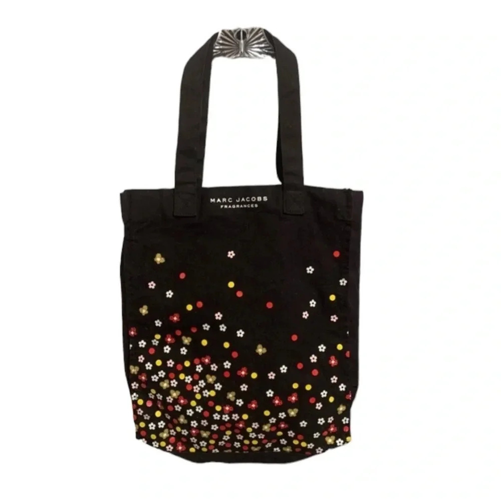 Marc Jacobs Fragrances Floral Cosmetic Tote Fabric Bag Black